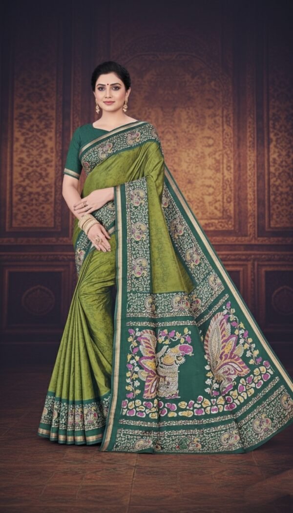 Green Kalamkari Silk Sarees